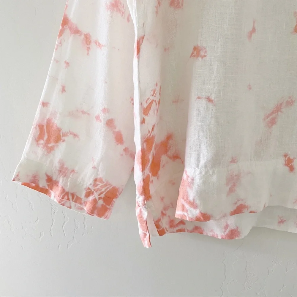 Rachel Zoe Tie Dye 100% Linen Top Pink - Picture 5 of 10